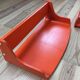 Space age wall coat rack, orange wood, with its shelf from the 1970s.