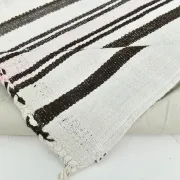 Mid Century Modern Off White & Black Kilim Rug, Bohemian Home Decor Carpet