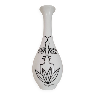 Porcelain soliflore “Double face with leaves” by Jean Cocteau