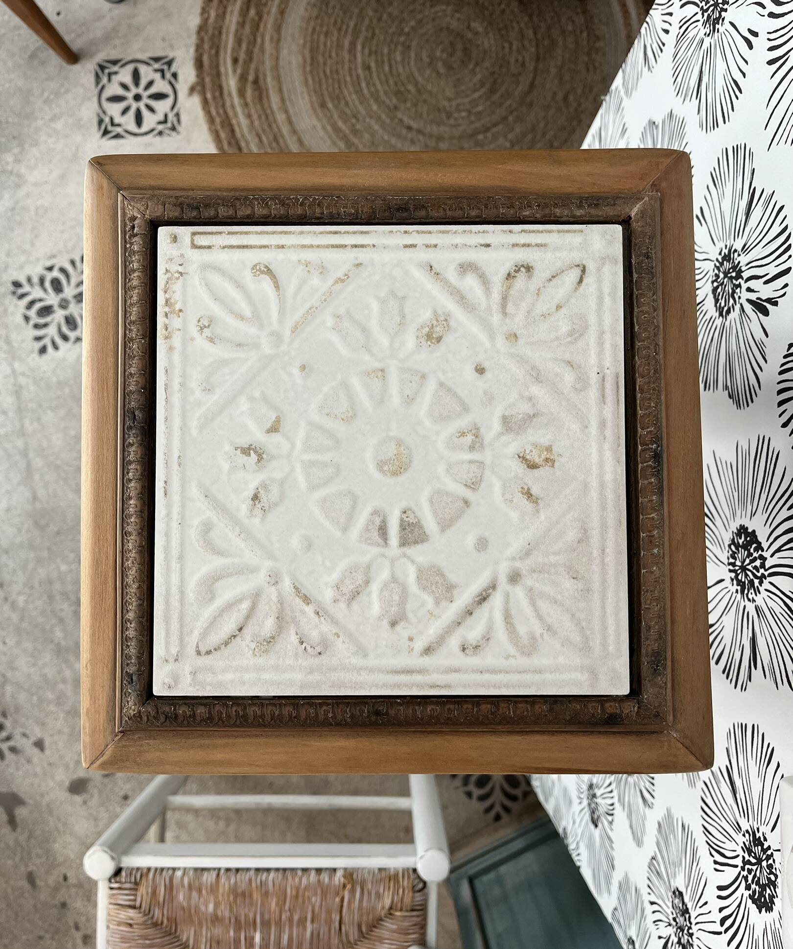 Wood and marble stool