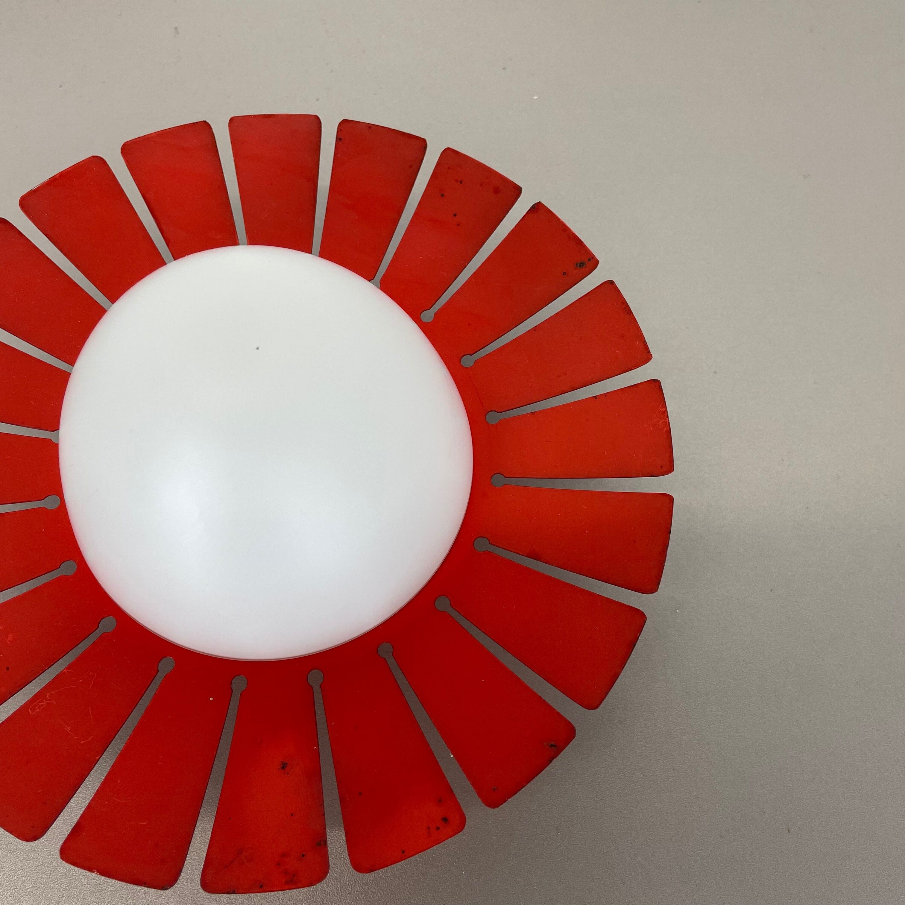 Red opaline glass wall sconces, Italy, 1960s