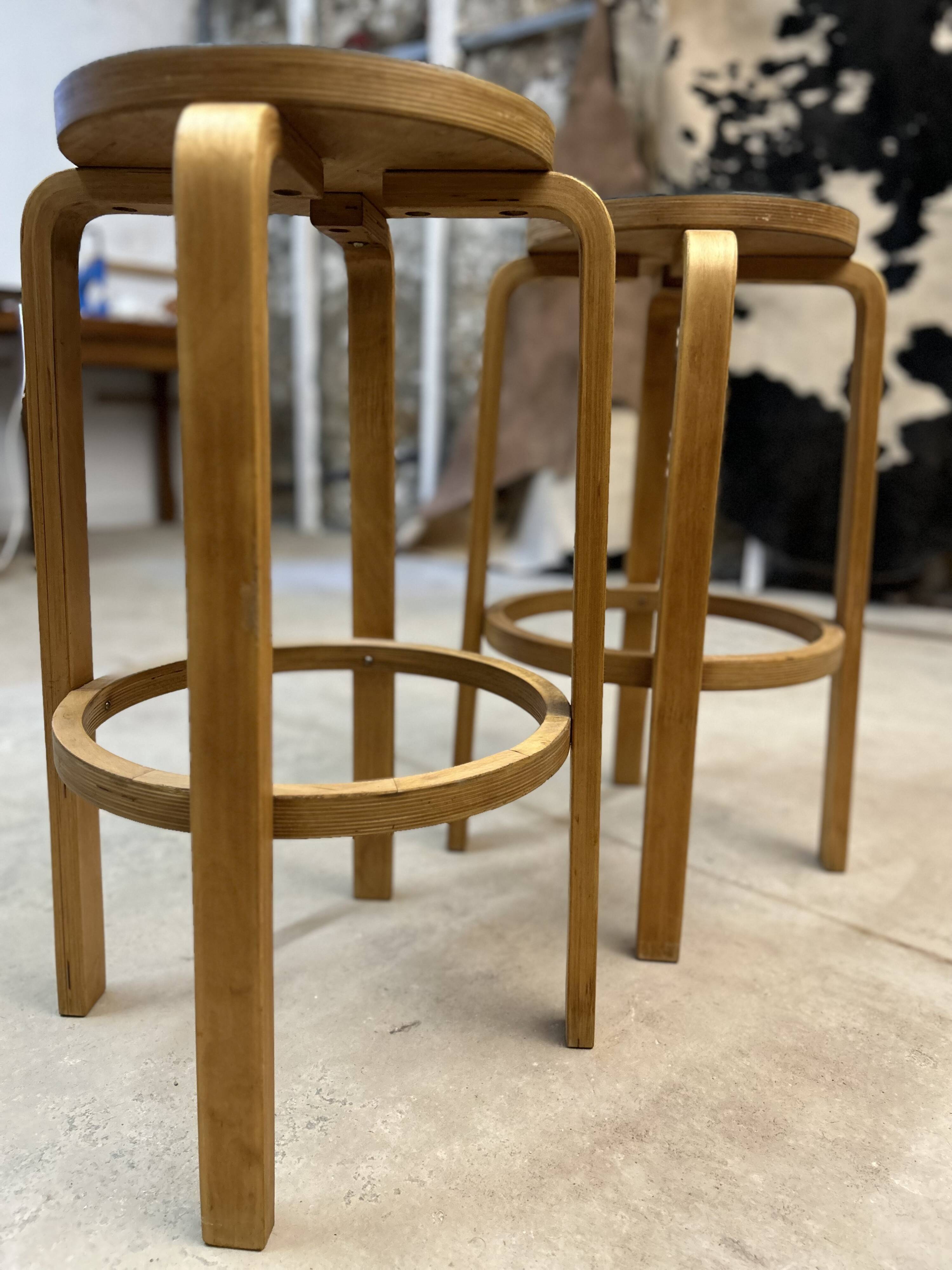 Pair of Alvar Aalto bar stools, 1960s