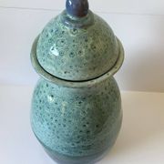 Unusual Vase/Pot/Urn, Glazed Terracotta Ceramic, Red, Signed "DP"