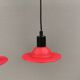 Lampes en verre UFO rouges du début des années 90, danoises et fabriquées par Design Light
