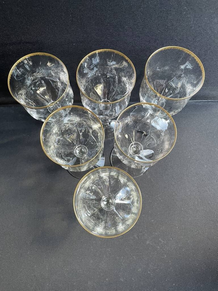6 Daum water glasses with gold putoises
