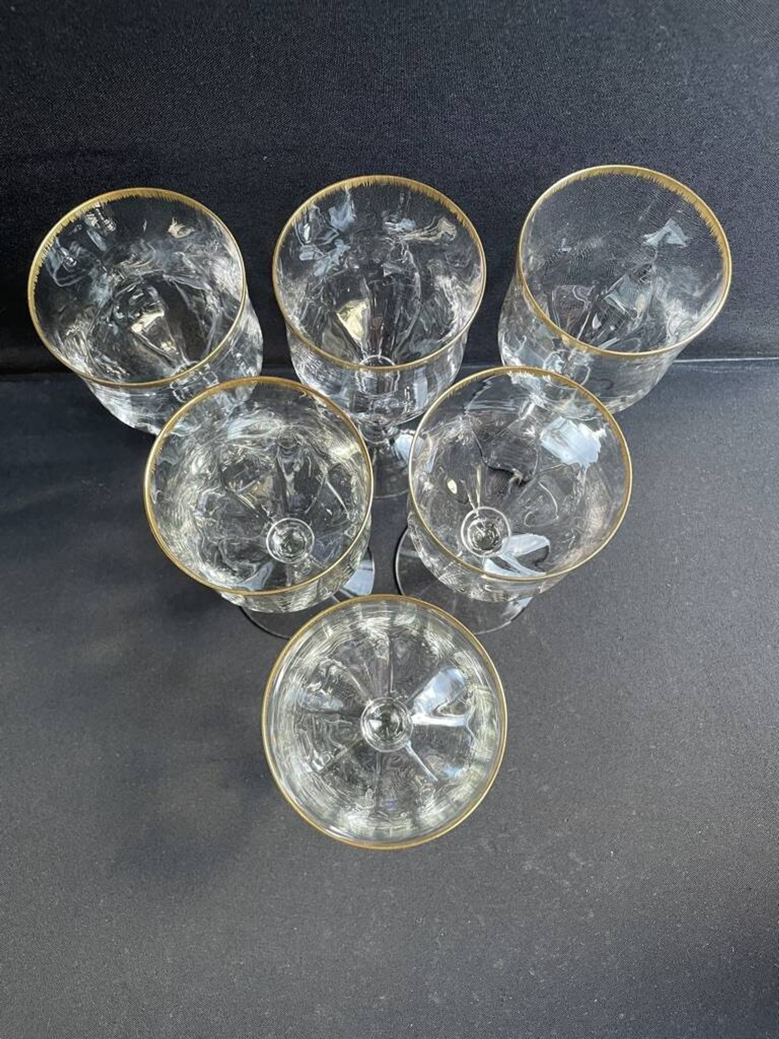 6 Daum water glasses with gold putoises