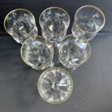 6 Verres à eau Daum putoisés or