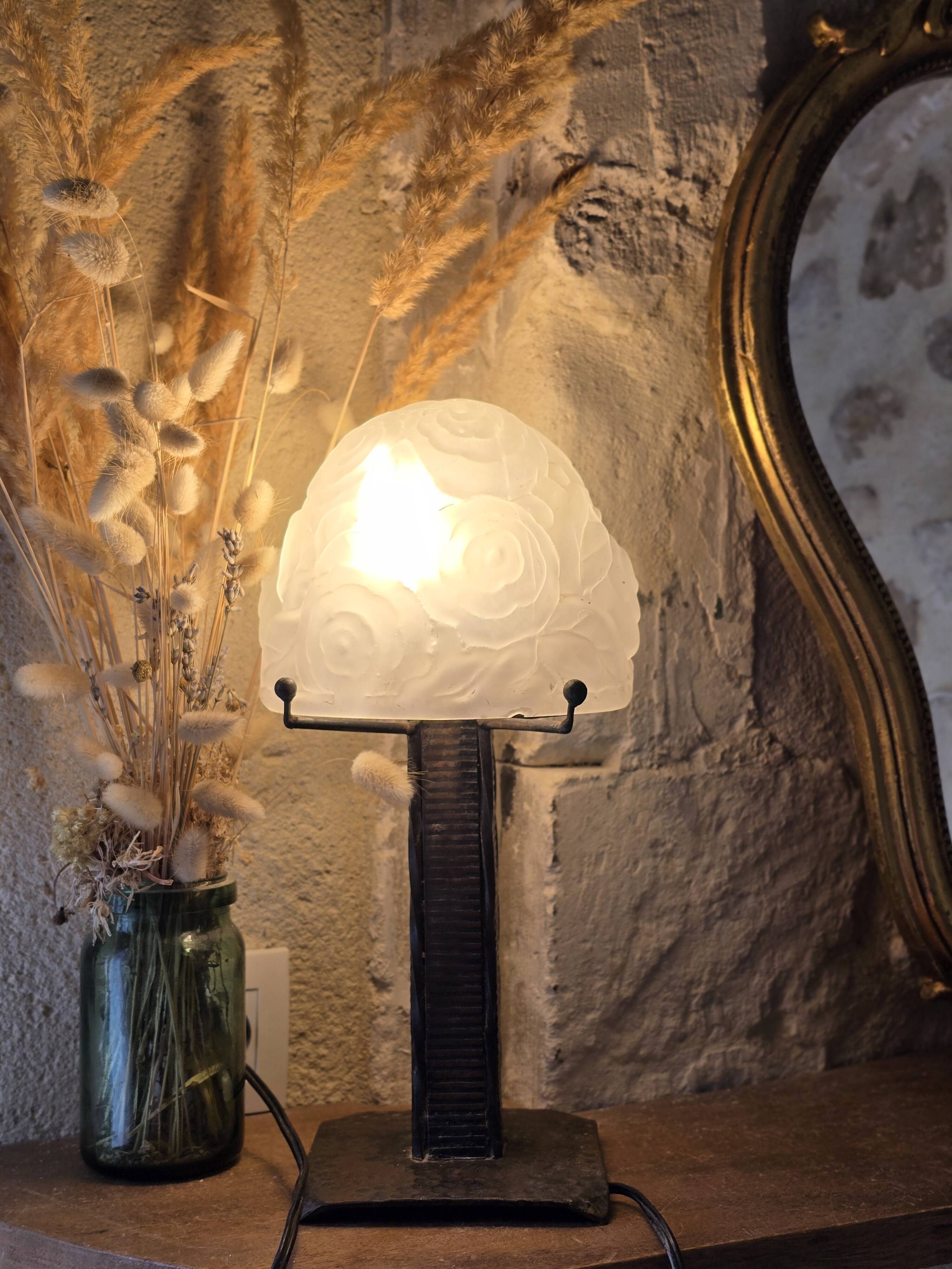 Lampe Art Déco fer forgé 1930