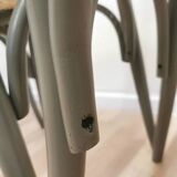 Set of 4 Vintage Gray Thonet Style Dining Chairs with Cane Seat