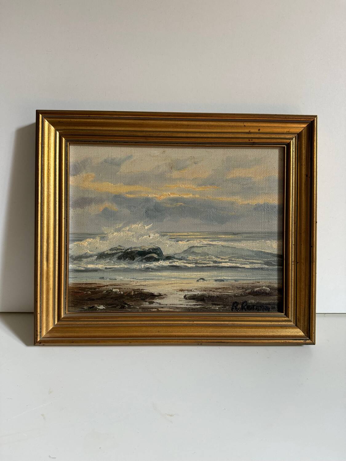 Oil painting on canvas Marine gold frame