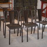 Set of 6 Tolix chairs model T3 by Xavier Pauchard 1950's