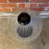 Antique black & white metal bird cage on vintage decorative legs