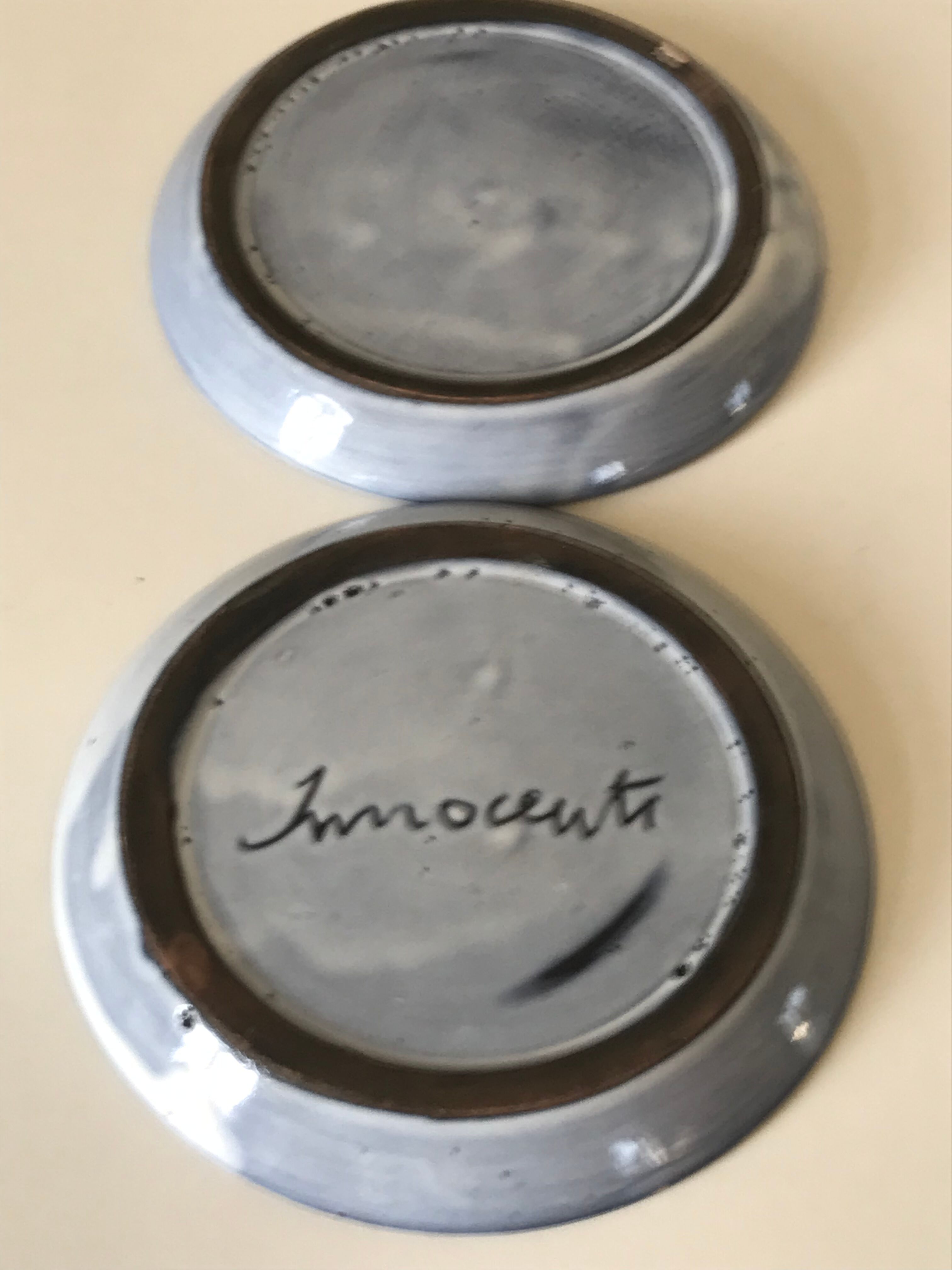 Pair of decorative plates signed innocenti annees 50