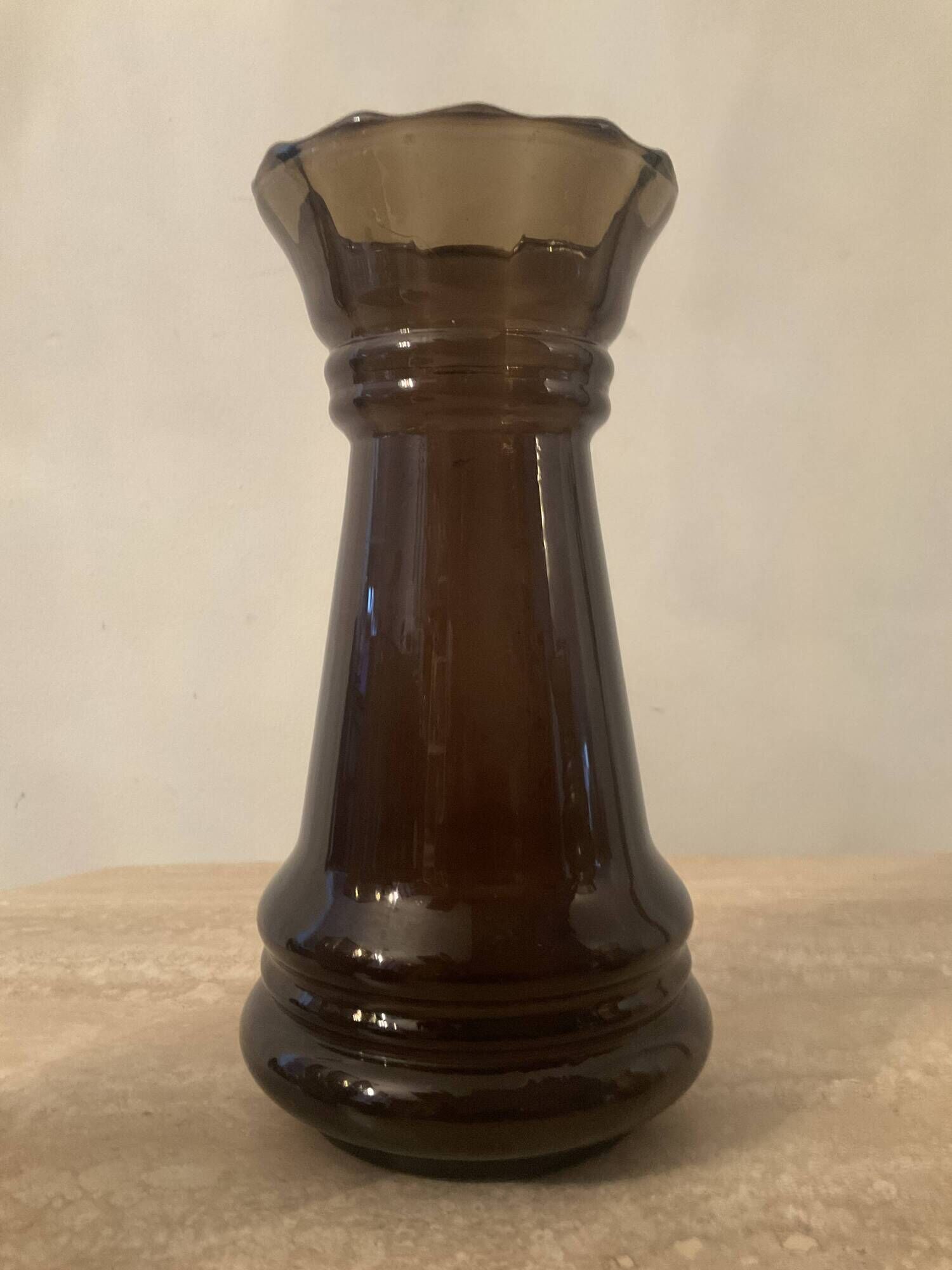 Series of 4 vintage smoked glass vases from the 70s