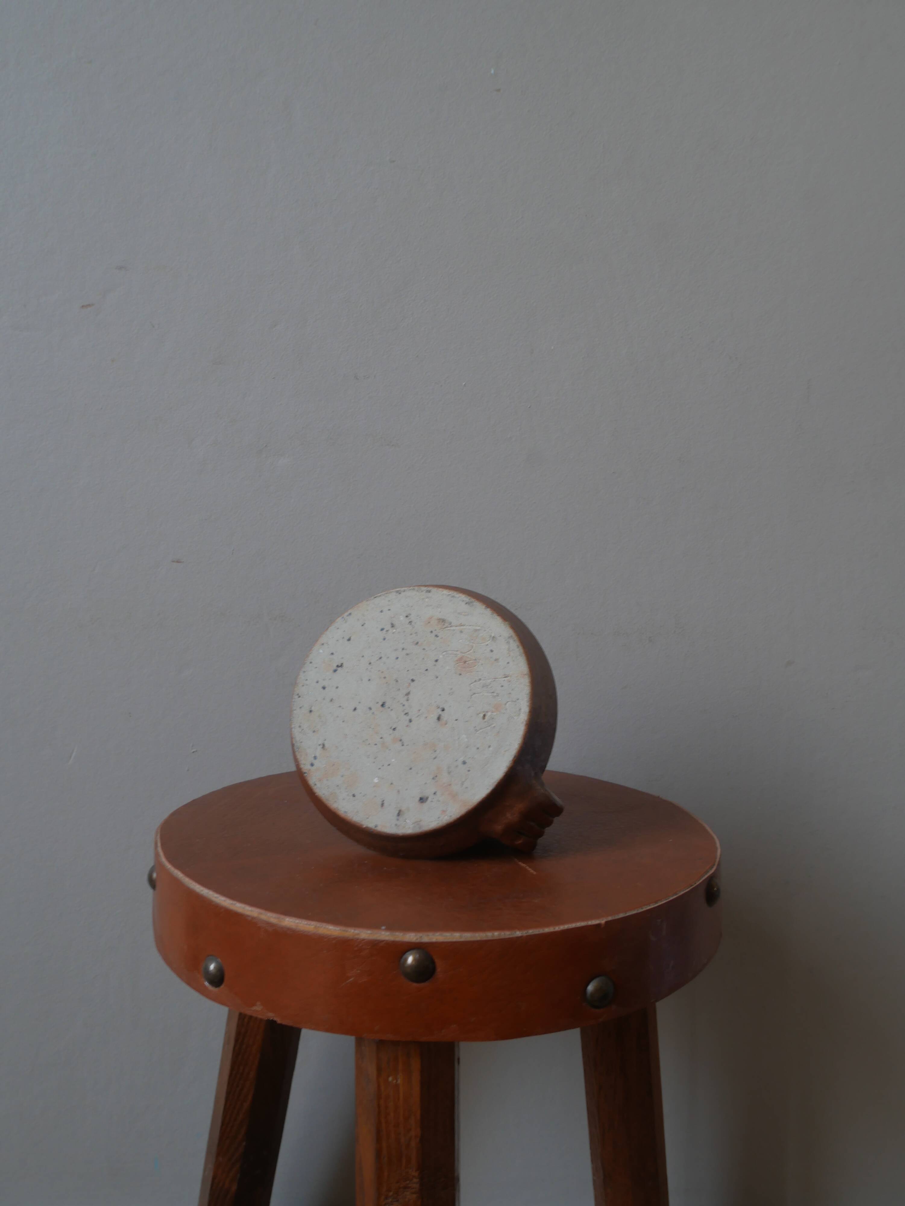 Ceramic candle holder vintage stoneware handmade pottery Scandinavian country style decoration