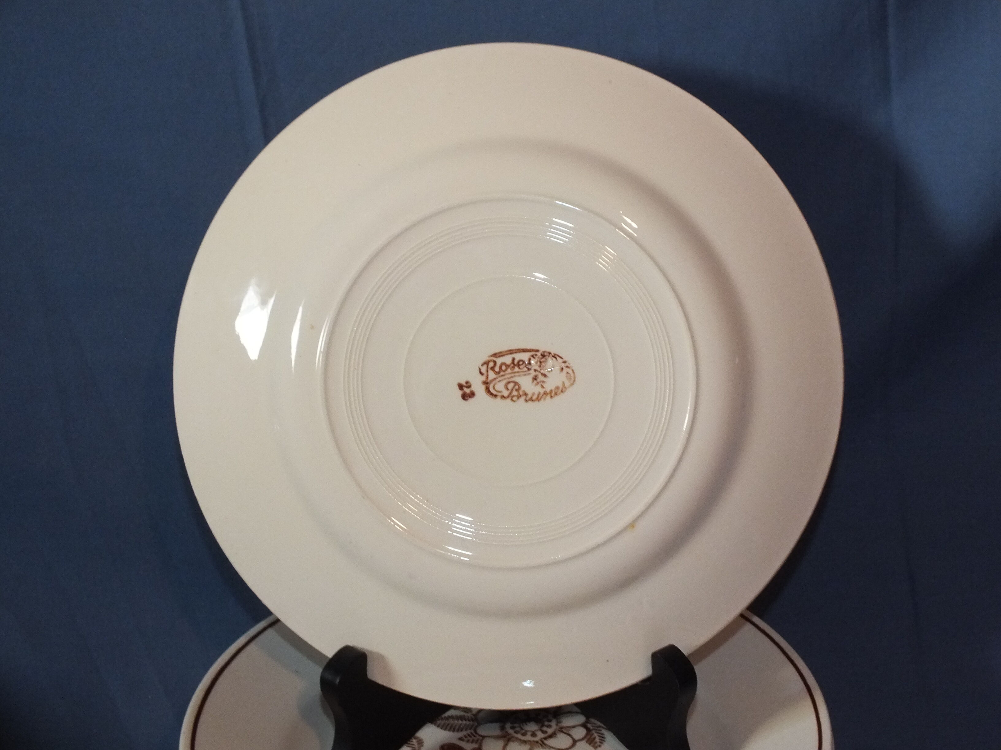 10 vintage flat plates - Brown Roses