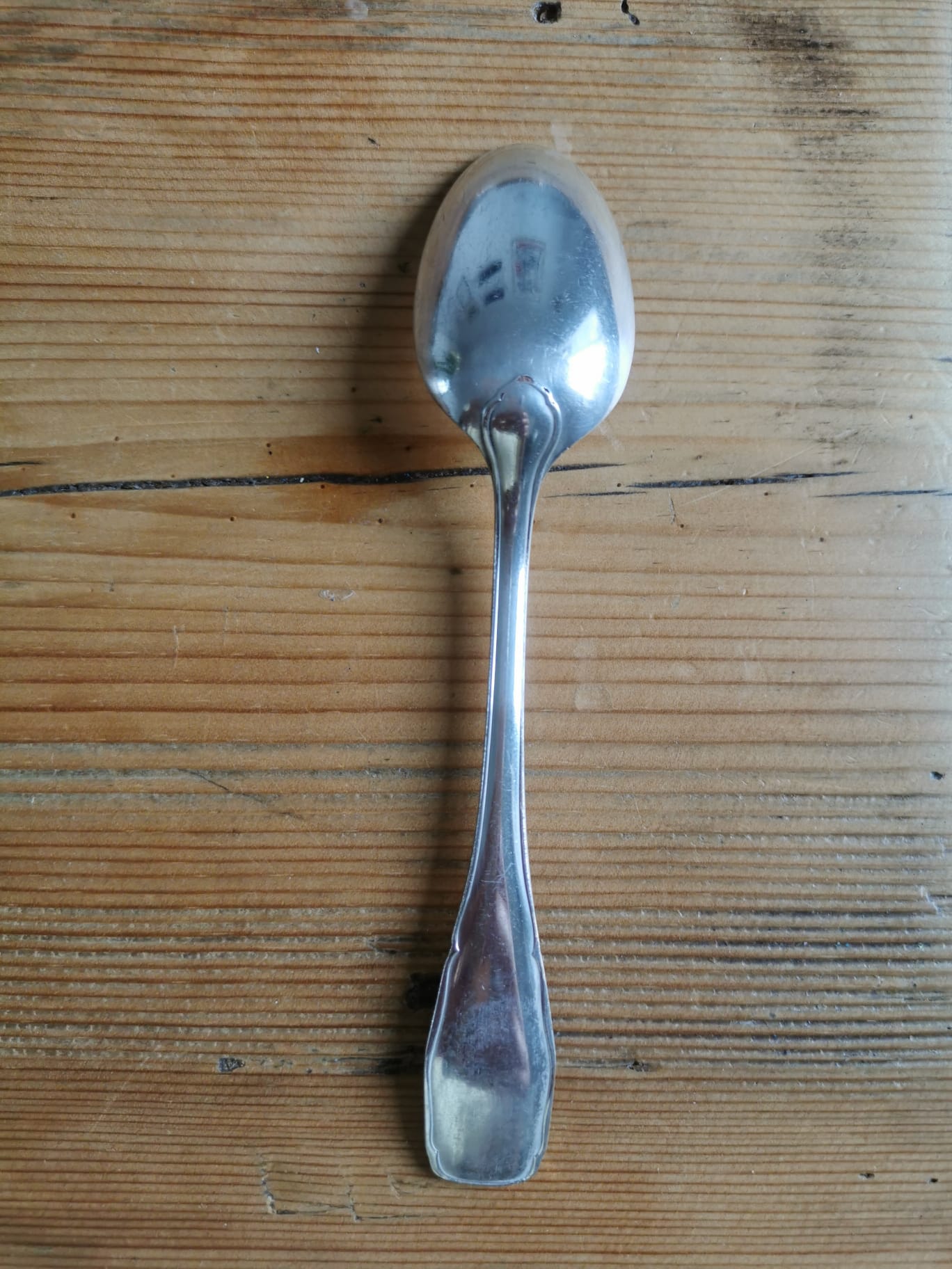 Set of 10 small silver metal spoons