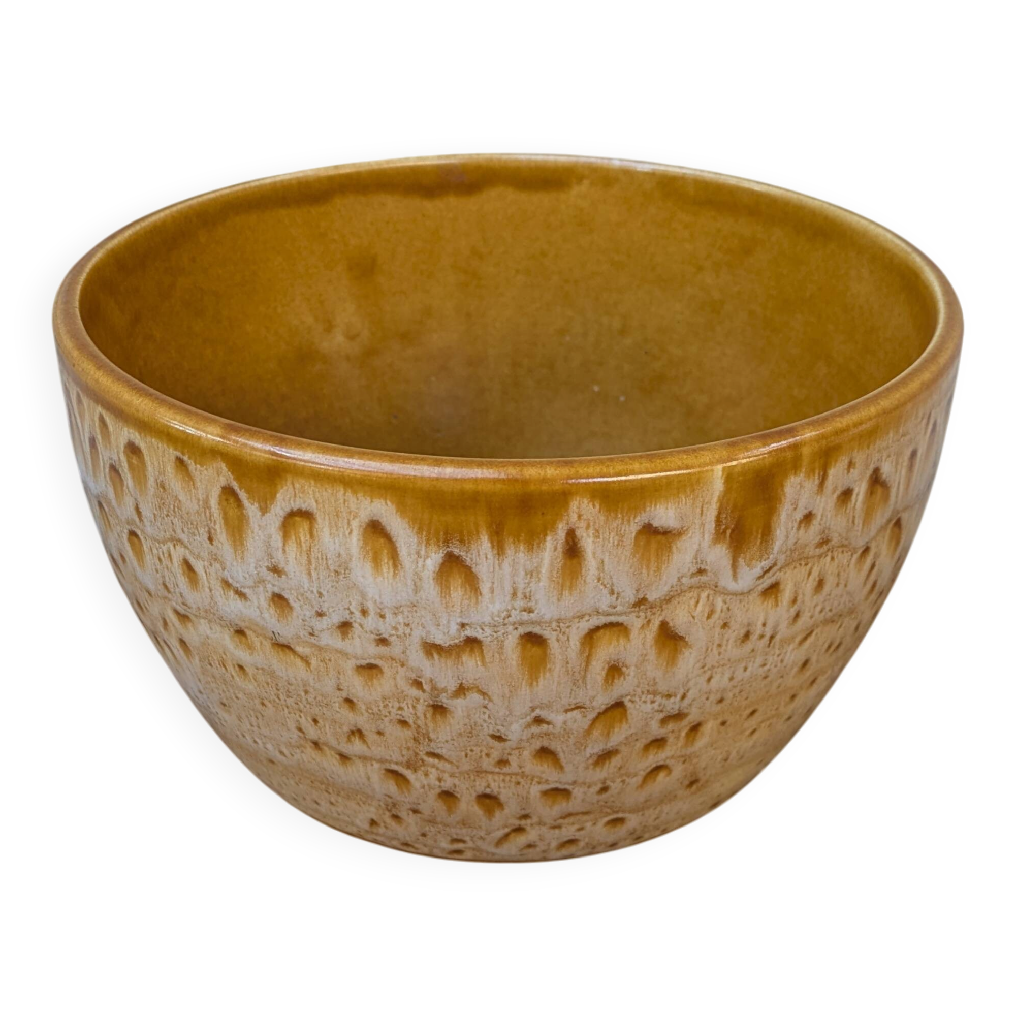 Vintage stoneware salad bowl from Niderviller, Fauve model, 1960s/70s, 24.5cm.