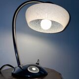 Chrome lamp in speckled white clichy glass 1960