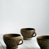 3 rustic handmade ceramic mugs