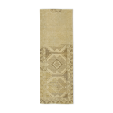 1960s Handmade Unique Oriental Beige Carpet 103 cm x 292 cm