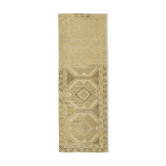 1960s Handmade Unique Oriental Beige Carpet 103 cm x 292 cm
