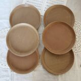 6 assiettes plates vintage grès