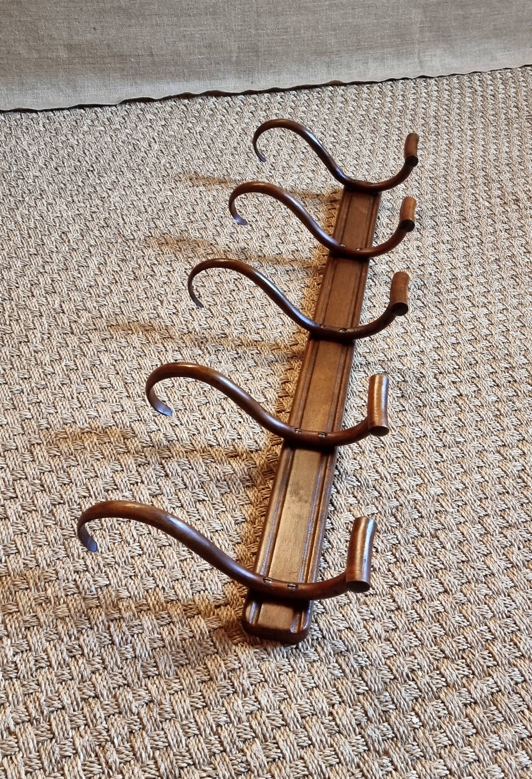 Baumann 5-hook bistro wall coat rack from the 30s