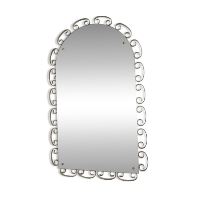 Miroir facetté vintage dans un cadre en aluminium années 1950