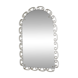 Vintage faceted mirror in an aluminium frame from the 1950s.