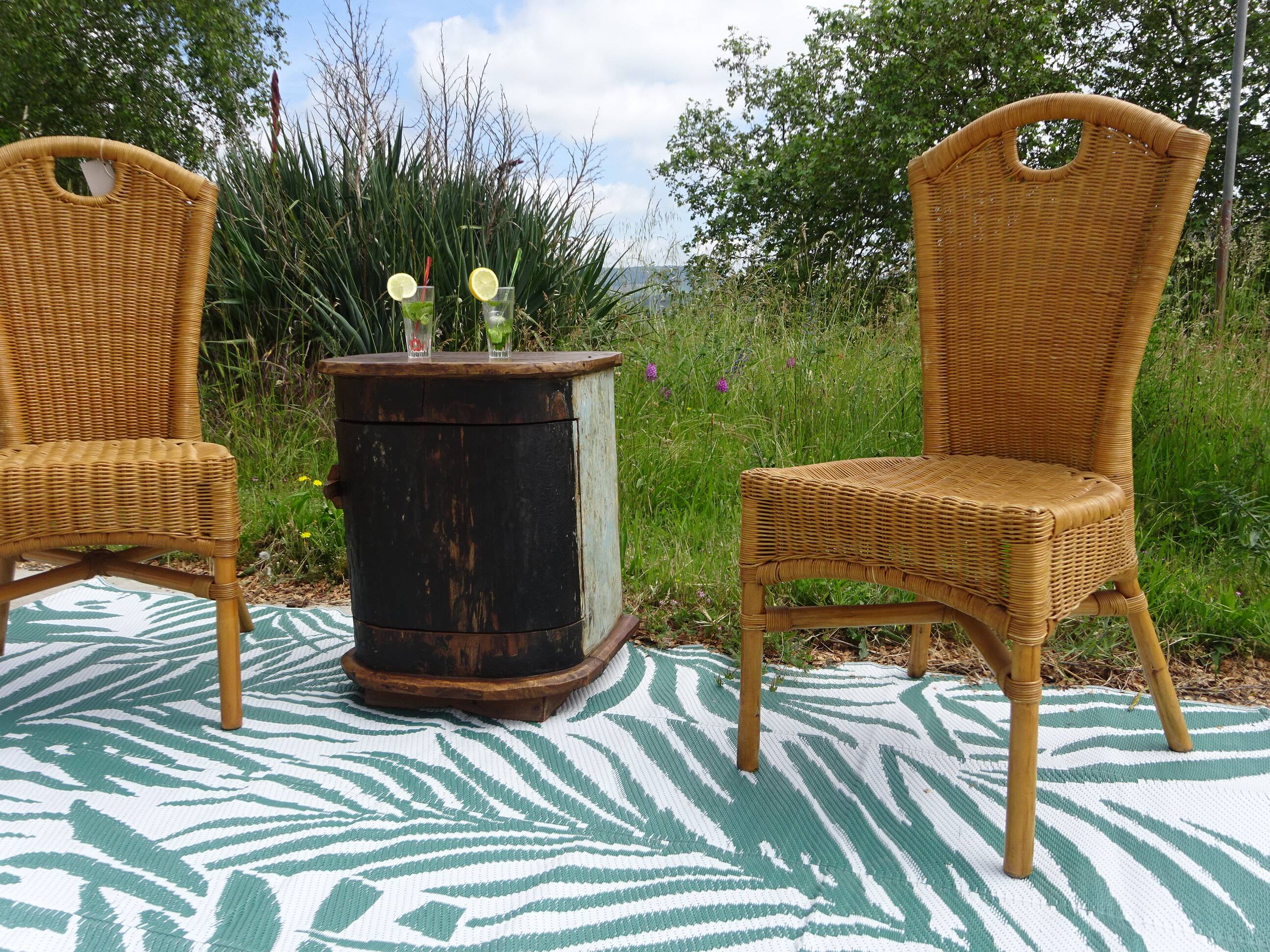 Small wooden canoe furniture, solid teak