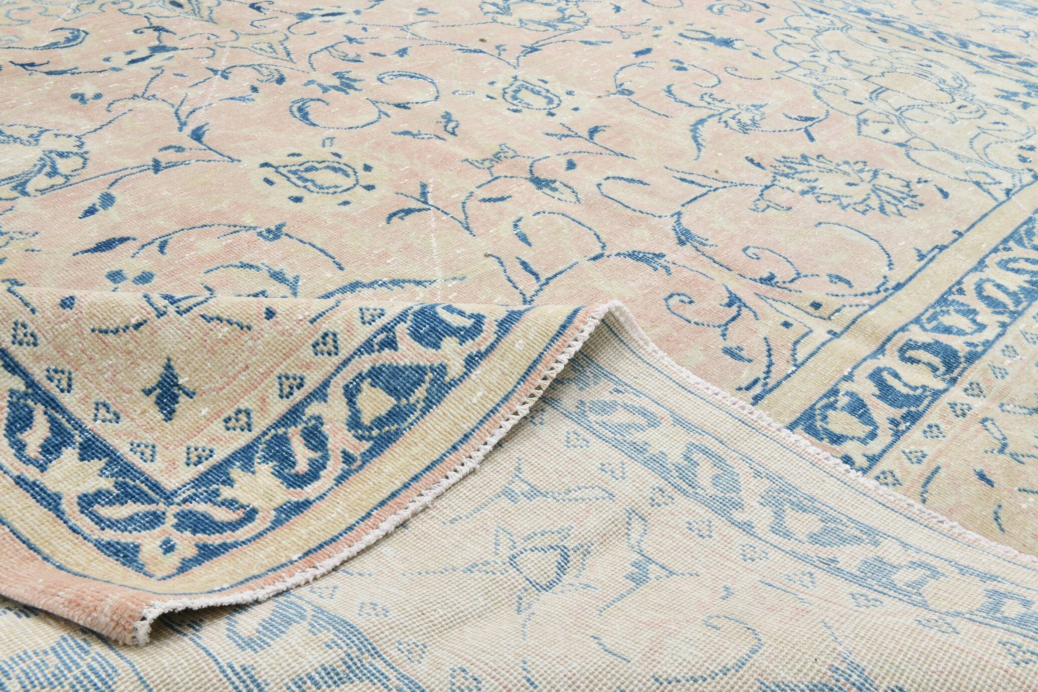 12x15 Soft Beige & Blue Classic Vintage Persian Rug, 274x397 Cm