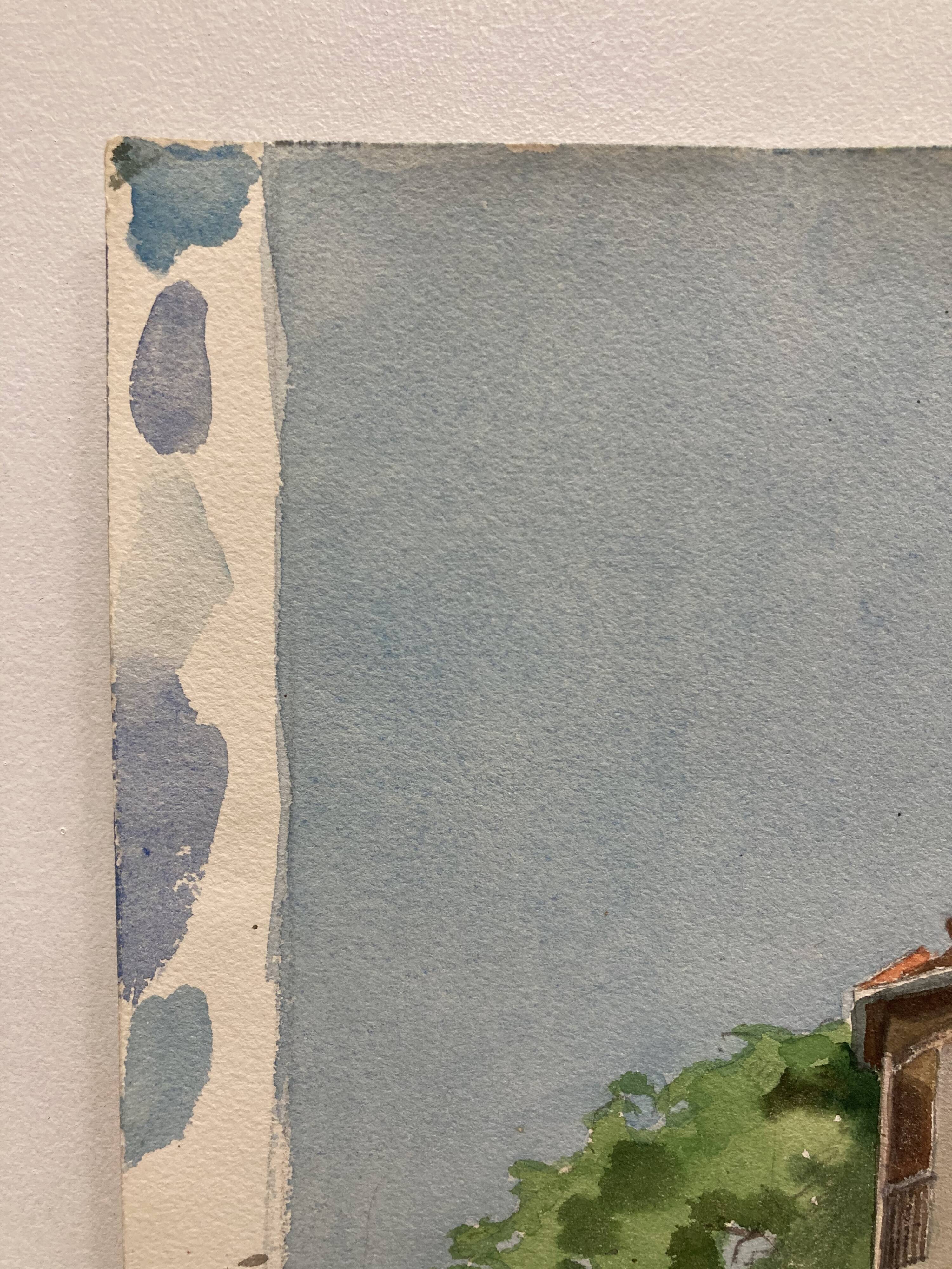 Vintage turret watercolor signed