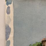 Vintage turret watercolor signed