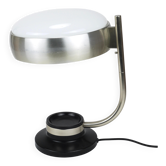 Oscar Torlasco lampe de bureau pivotante noire et nickel, Lumi Milano, Italie, années 1960