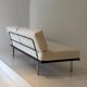 Modernist canapé design – Completely reupholstered in Pierre Frey fabric.