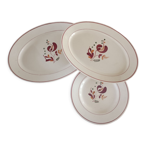 2 plats et 1 assiette terre de fer Salins