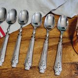 Set of 6 silver-plated fleur-de-lys dessert spoons