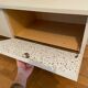 Vintage wooden dressing table with beveled mirror
