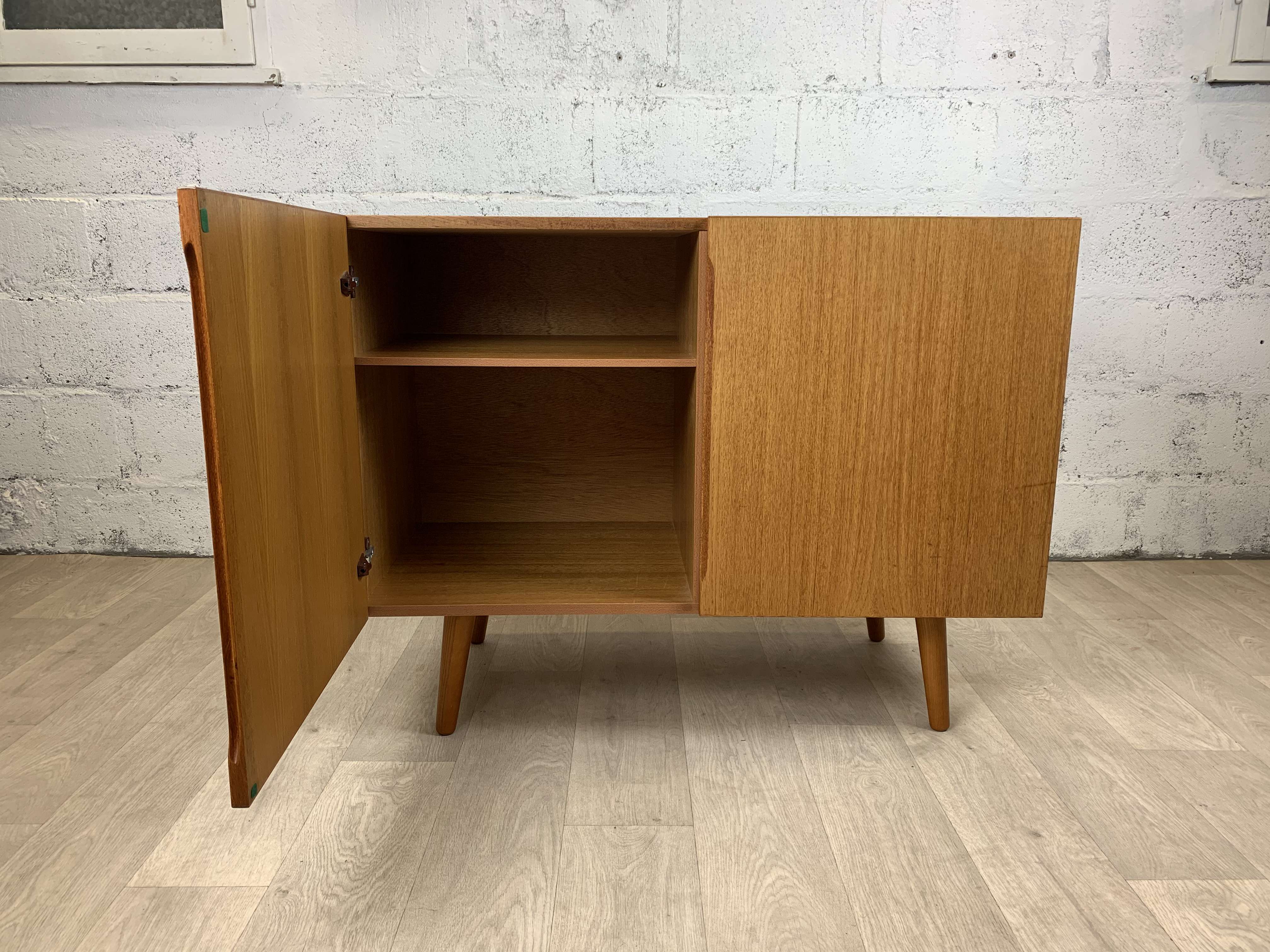 Vintage Scandinavian teak buffet with full doors, 60s