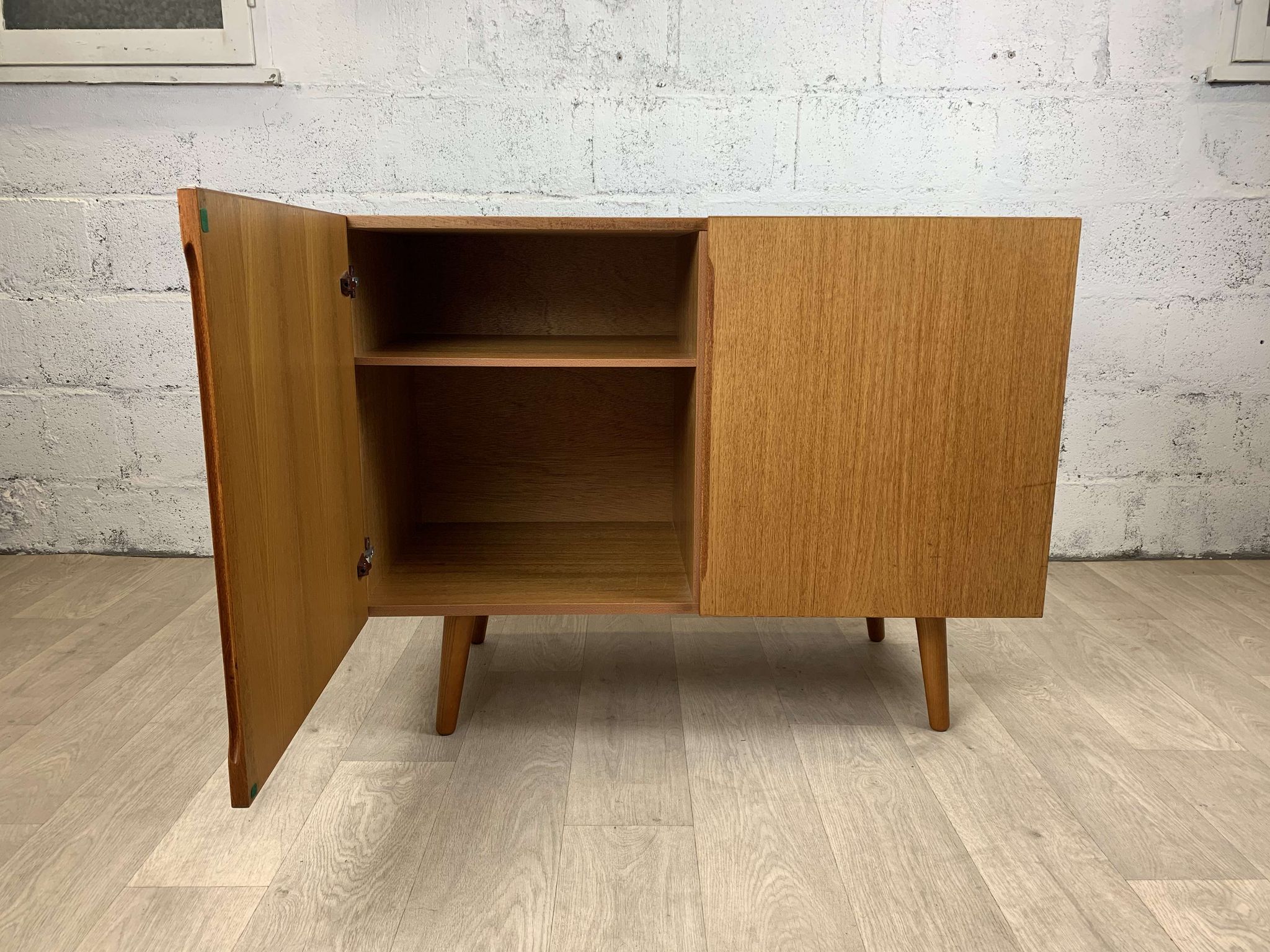 Vintage Scandinavian teak buffet with full doors, 60s