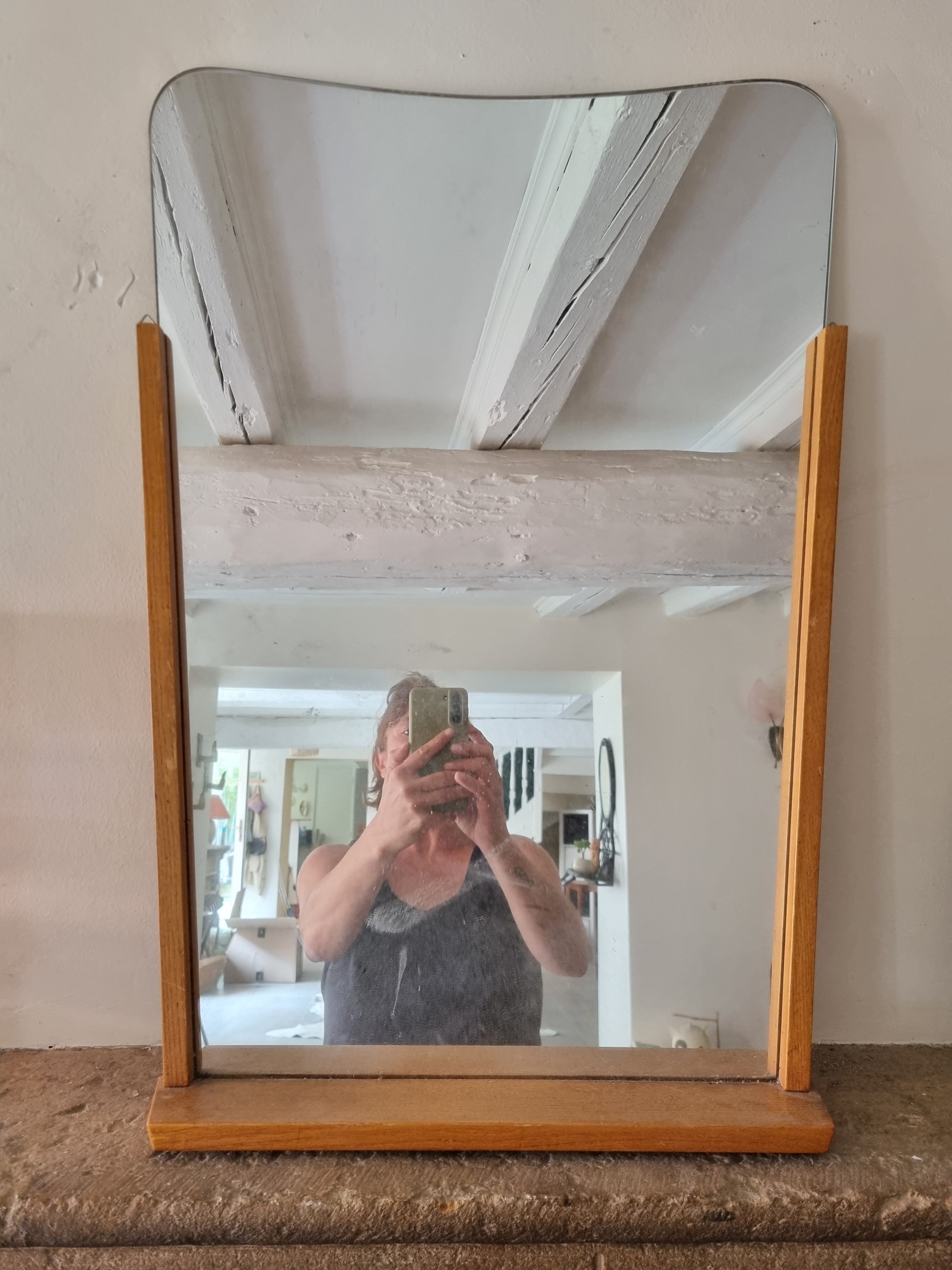 Miroir forme libre années 50 45x65cm