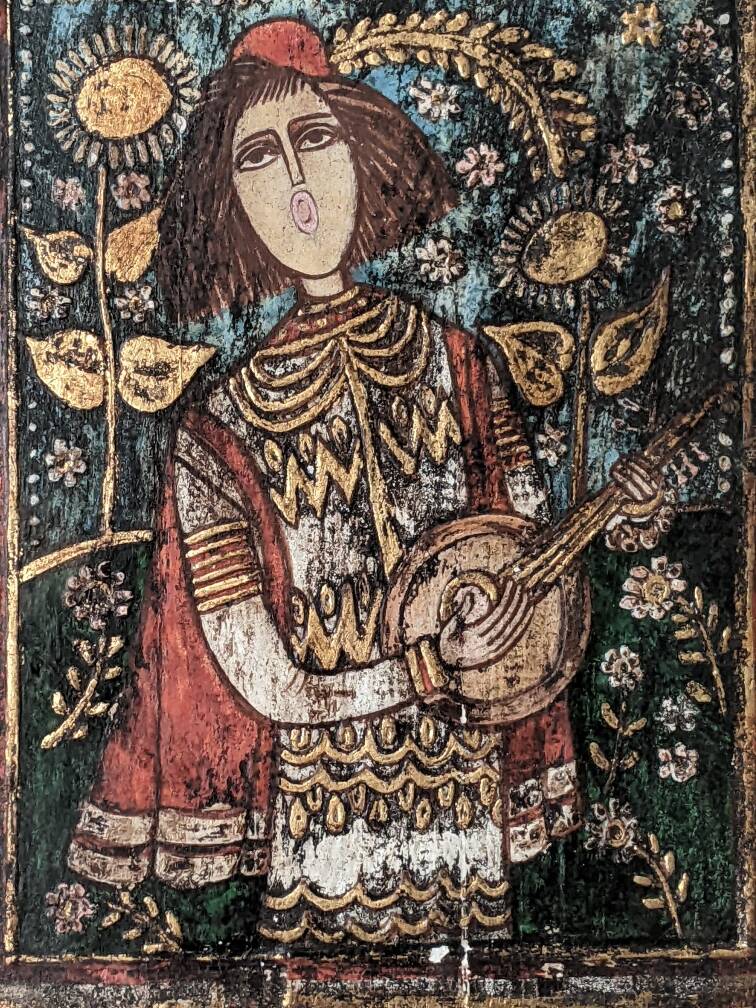 Antique wood painting old craft panel