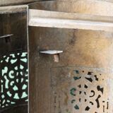 Set of 3 wall lights in hammered and chiseled brass