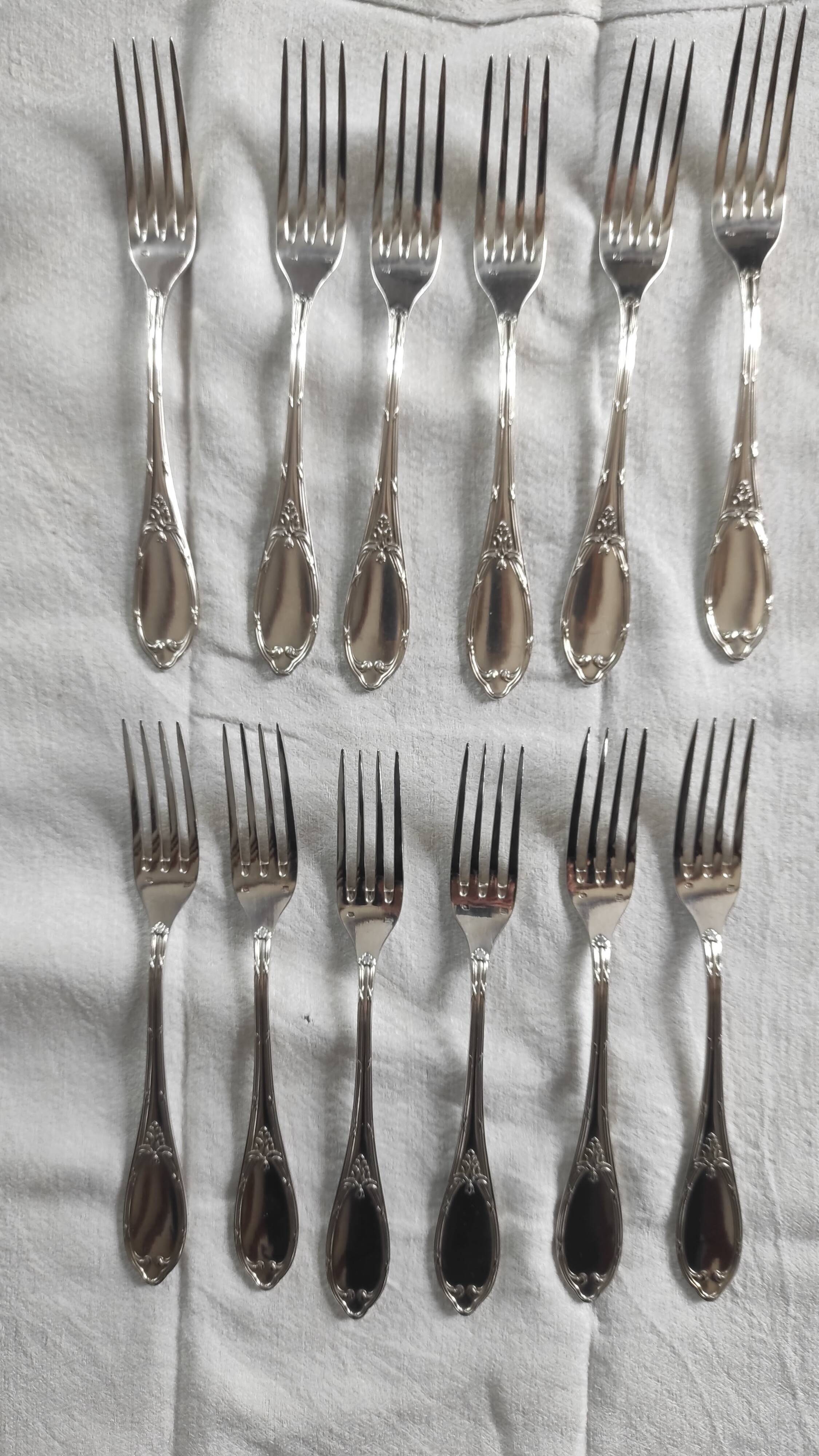 12 silver-plated metal forks by Félix Frères