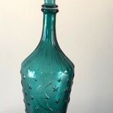 Lot of 2 Italian carafes in textured glass in yellow and blue, 1960