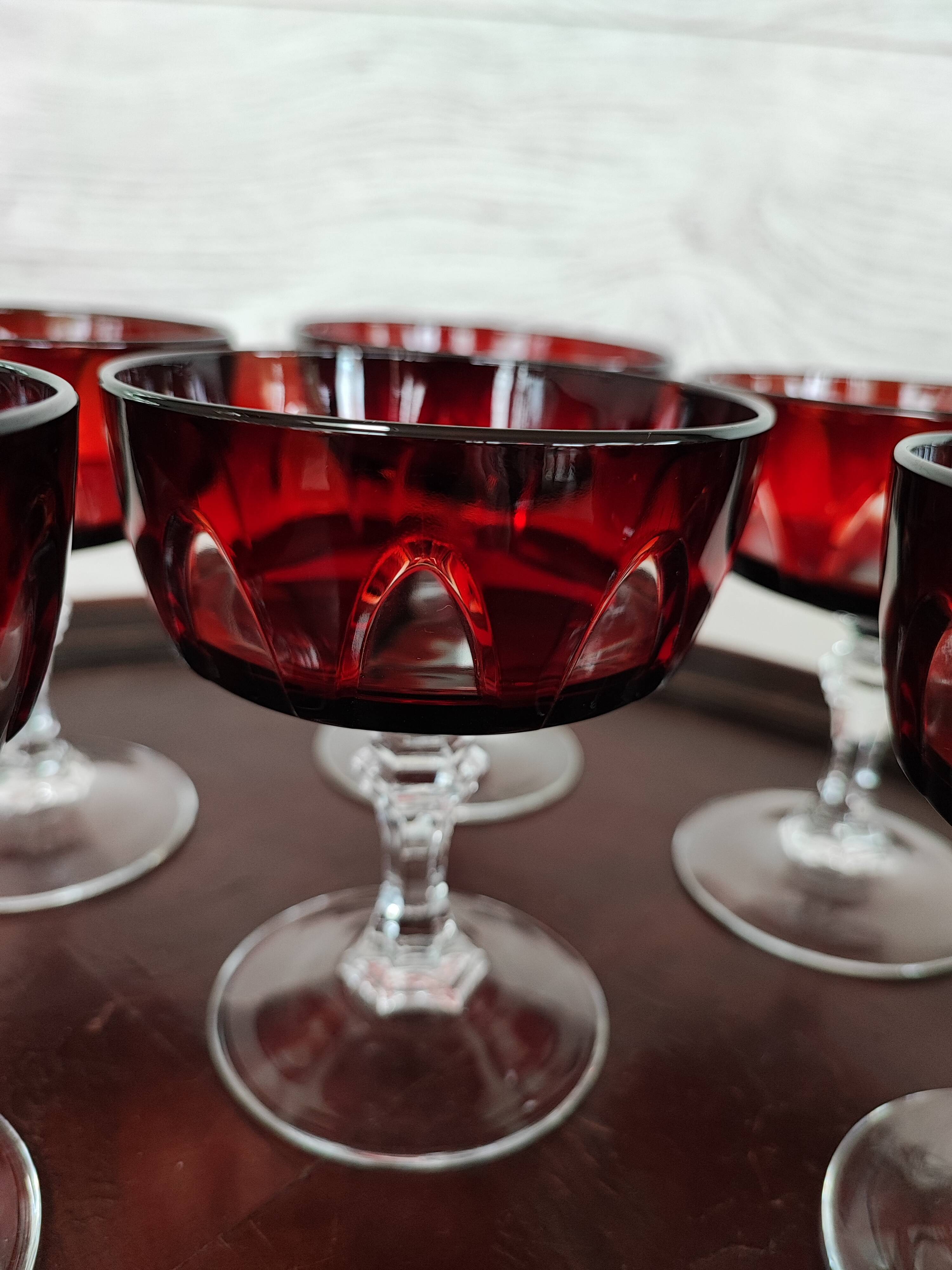 Old crystal glasses on foot champagne glass,