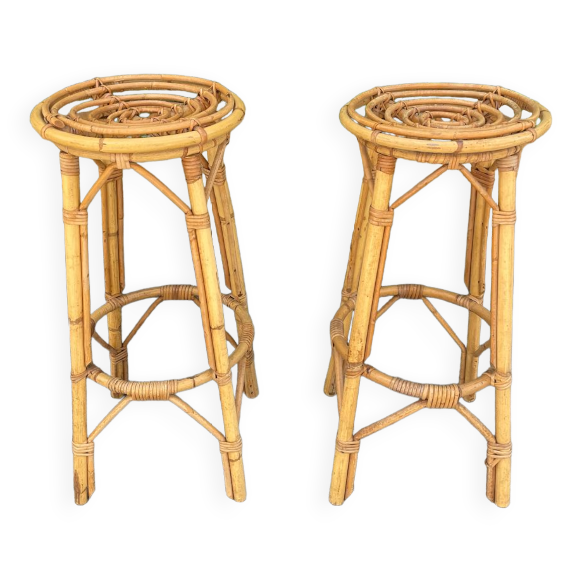 Pair of rattan stools