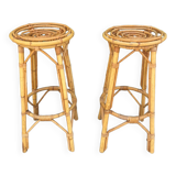 Pair of rattan stools