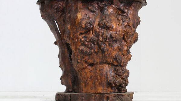 Console bar en tronc d'arbre brutaliste des années 1970